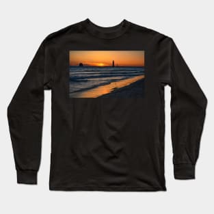 Grand Haven Lighthouse at Sunset on Lake Michigan Long Sleeve T-Shirt